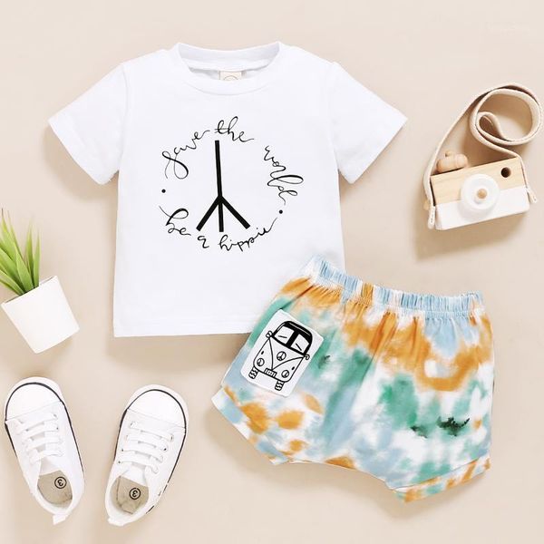 

clothing sets 0-18m infant baby boys outfits summer cotton short-sleeved round neck white t-shirt+tie-dye shorts casual boy clothes1