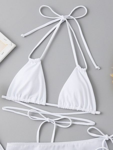 

halter triangle bikini 48ww#, White;black