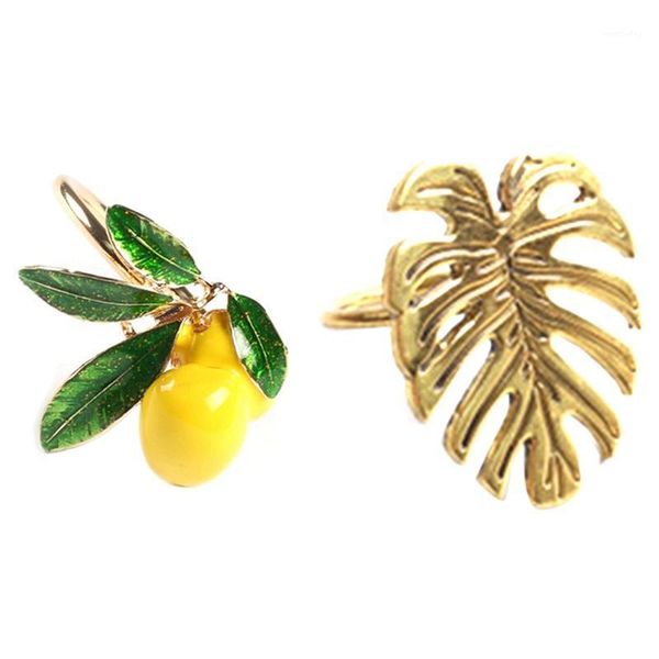 

12pcs napkin ring table decoration gold for wedding dinner party - 6pcs & leaf1 rings