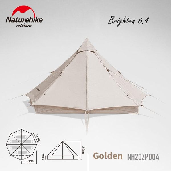 

naturehike camping tent cotton pyramid tent big space thickened 3-4 persons waterproof hiking breathable brighten 6.4