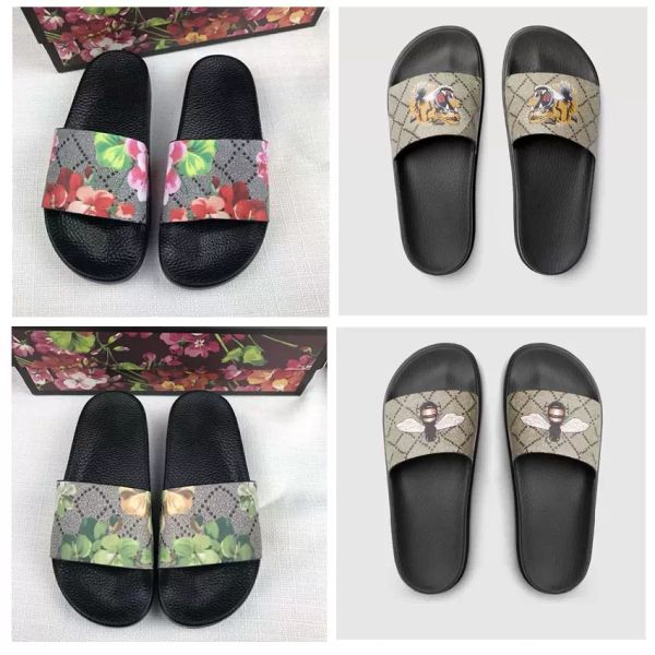 

classical men slides women sandals shoes slippers pearl snake print slide 2021 fashion summer wide flat lady sandal slipper dust bag 35-45, Black