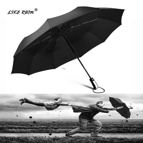 

umbrellas like rain large strong frame men umbrella windproof travel three folding women quality brand golf uby10