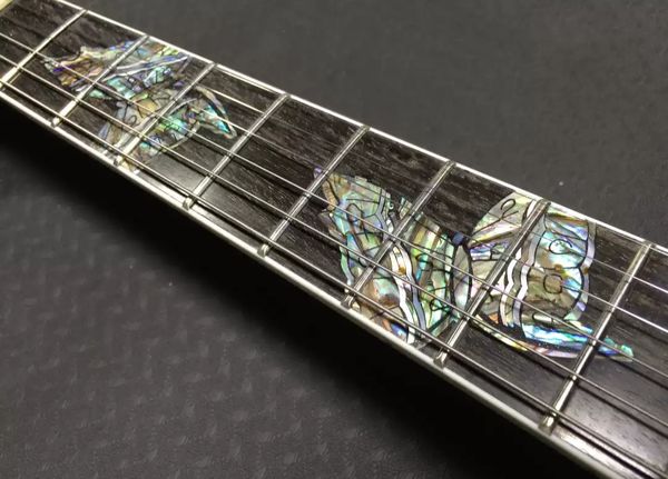 

lp electric guitar body mahogany spalted maple humbucker pickups5 piece neck, butterfly inlay