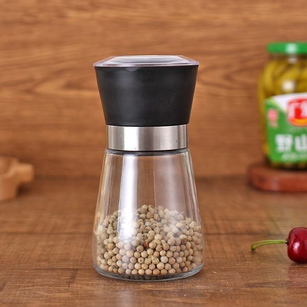 

salt grinder herb glass round spice bottle hand manual pepper mill cooking bbq seasoning mills kitchen tools