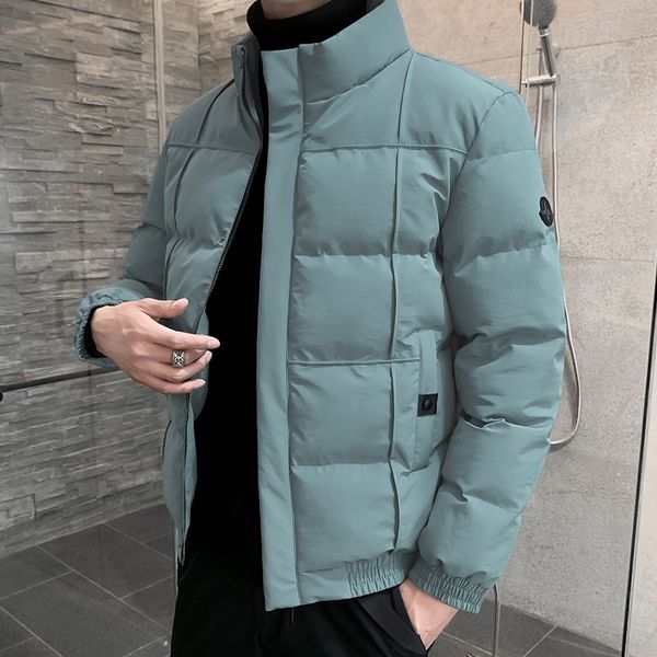 

1myk 2020 new men039;s and women039;s short double-sided down jackets printed down jacket hooded letter cardigan long-sleeved cotton jacket, Black