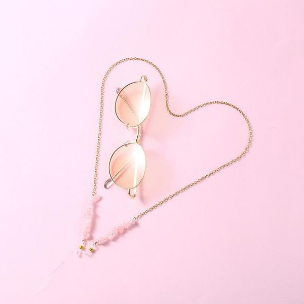 

2020 chic pink crystal beads stone link chain sunglasses chains necklace reading glasses cord holder neck strap rope for eyewear h bbyqvd