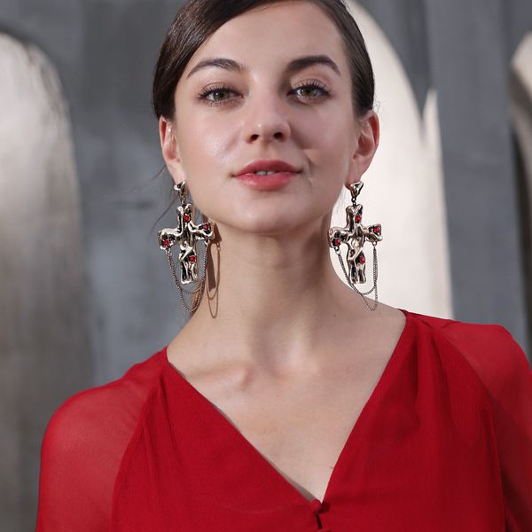 

dangle chandelier des boucles d'oreilles women designers earings christmas and halloween earrings creative retro cross fashion, Silver