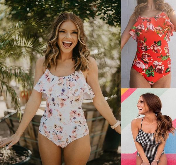 

ariel sarah 2019 lace one piece swimsuit swimwear women halter bathing suit white piece swimsuit bodysuit bandage monokini y19072401, White;black