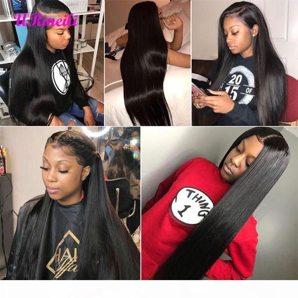 

straight wig 360 full lace frontal wigs pre plucked with baby hair 150% density brazilian human hair lace front wigs for black women, Black;brown