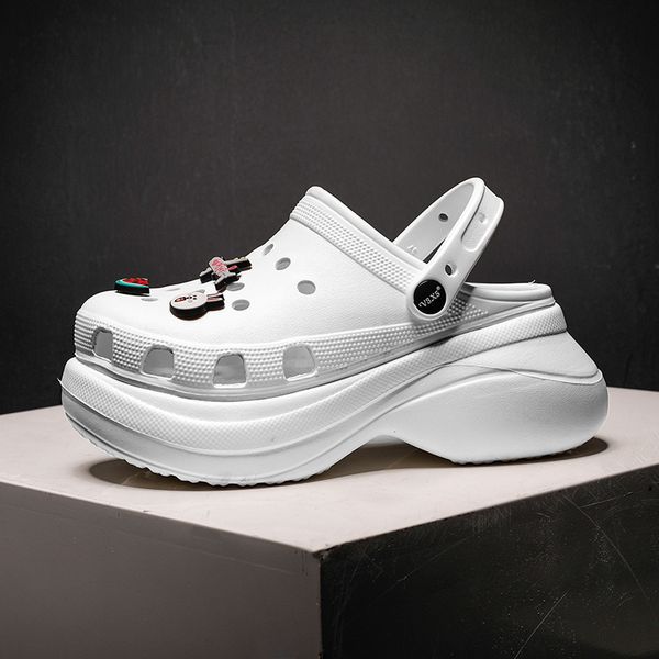 

clogs women sandals summer hole slippers beach anti-skid thick bottom outside croc increase shoes for women sandalias mujer, Black