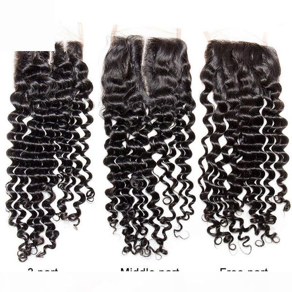 

10a lace closure virgin brazilian peruvian malaysian indian body wave straight loose deep kinky curly human hair closures can bleach dye, Black;brown