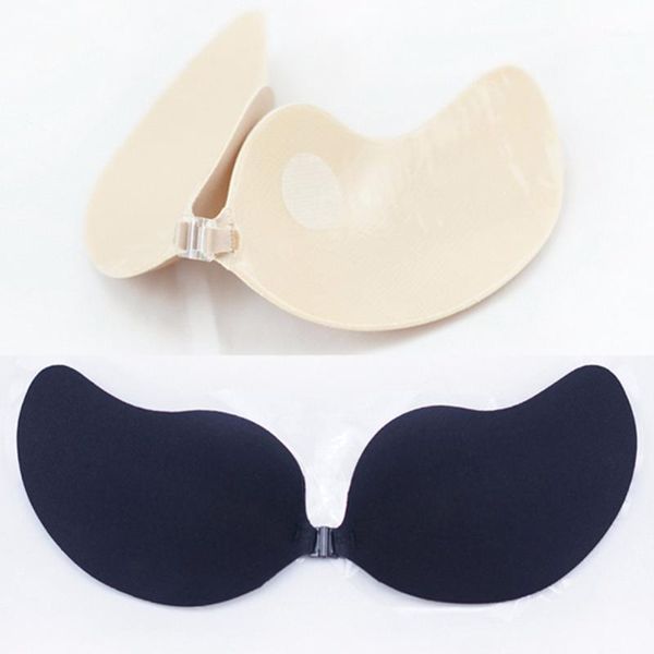 

bras wholesale-women push up silicone bra bh stick on invisible self adhesive cup a b c d1, Red;black