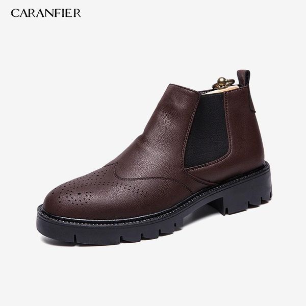 

mens boot genuine leather round toe vintage casual rubber breathable solid color flat boots dress shoes, Black