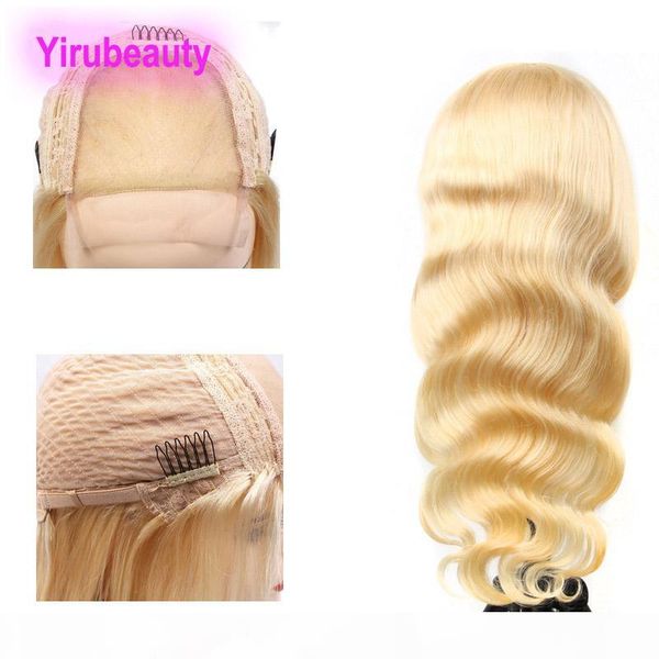 

indian human hair blonde color 12-32inch 4*4 lace front wig with baby hair long inch body wave straight style, Black;brown