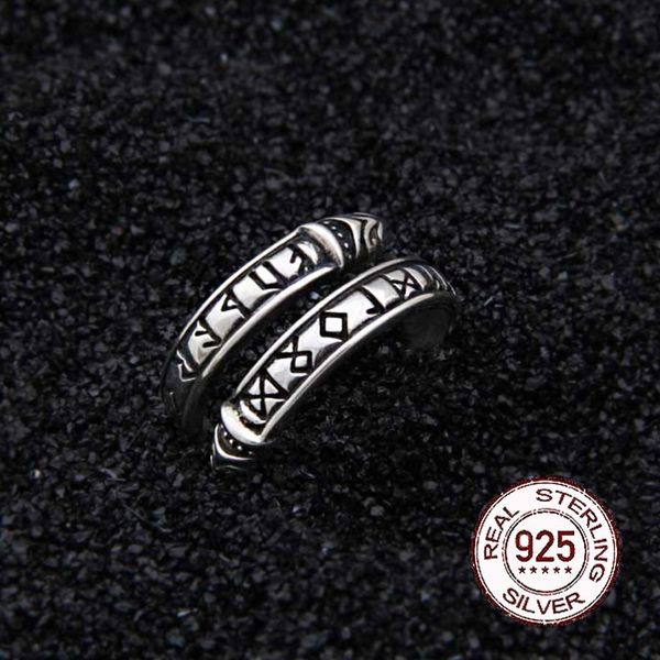 

925 sterling silver viking dragon rune ouroboros ring adjustable with viking wood box 201006, Golden;silver