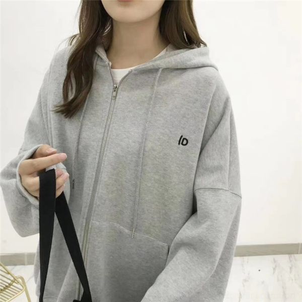 

idjlg beautree lan шу корейский стиль письма новый простой груди осень вышитые свитер вышитые кардиган западный свитер с капюшоном стиль, Black