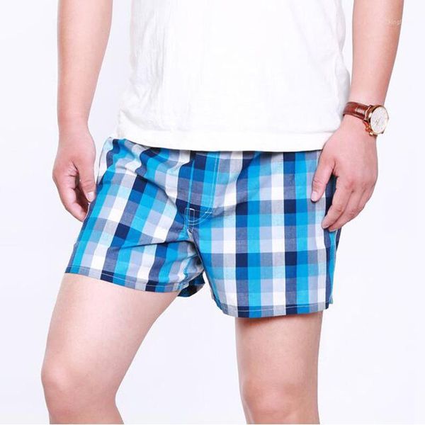 

1pc men's cotton arrow boxers casual plaid print elastic waist underwear summer loose breathable beach pants boxers shorts1, Black;white