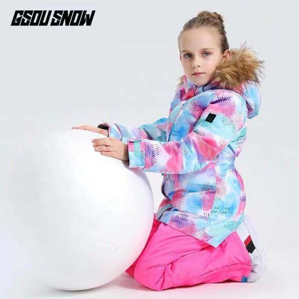 

skiing jackets winter super warm kids ski suit girls snowboard jacket pant windproof waterproof outdoor sport wear children fur hooded set1