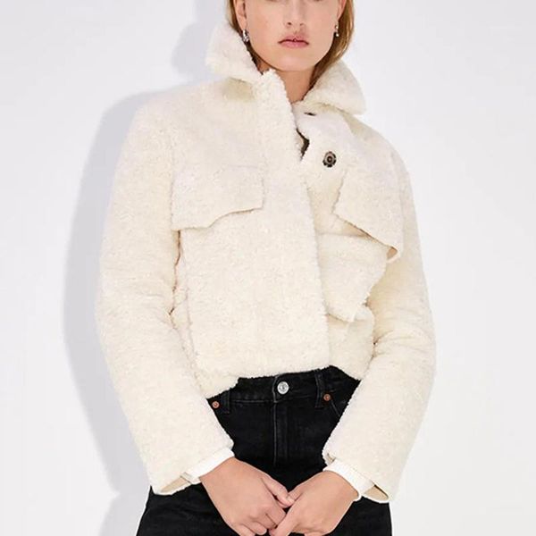 

autumn/winter 2021 new lamb hair double-sided short outer coat women windbreaker lamb coat warm winter jackets1, Black;brown