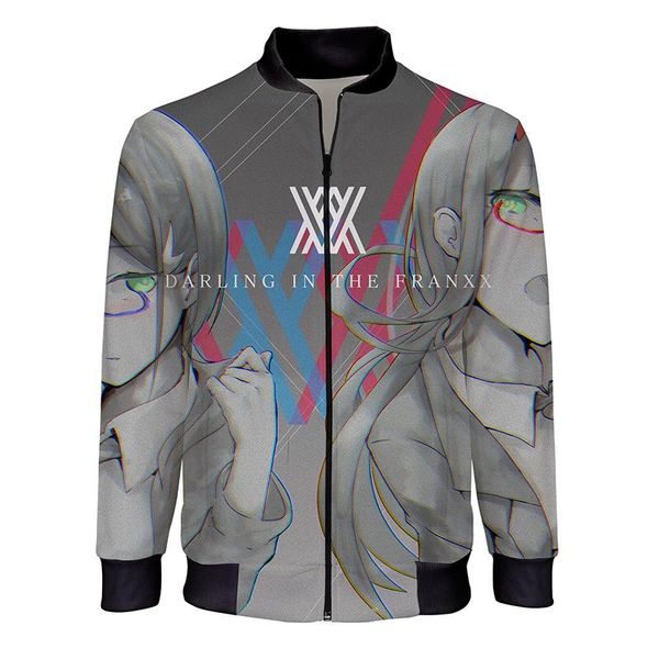 

men's jackets 2021 casual anime pattern darling in the franxx 3d printed men/women fashion stand collar zipper jacket coat, Black;brown