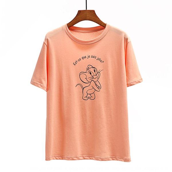 

6154 короткий рукав женщины футболки лето 2020 новая корейская круглая шея случайного свободные подходящие модули студент футболка uszpa, White