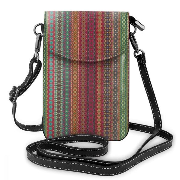 

noisydesigns pu leather crossbody bags for women ethnic pattern geometric print shoulder messenger bag female handbags zipper