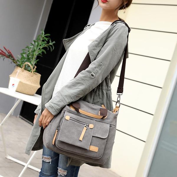 

cross body fashion version leisure multi-function canvas bag single shoulder slung women's college style handbag crossbody bags for lad