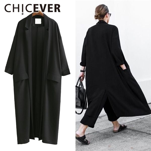 

chicever 2020 summer loose women coats three quarter sleeve plus size black sunscreen trench coat for women's clothes korean 1026, Tan;black