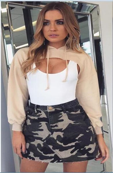 

cut out crop hooded sweatshirts fashion street women casual pullovers front hollow long sleeve cool hoodies 2020 new autumn, Black