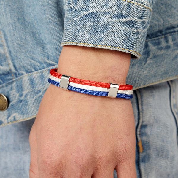 

mkendn new fashion country spain flag nylon rope leather bracelet easy-hook bracelets & bangles male female jewelry pulseras bbypry