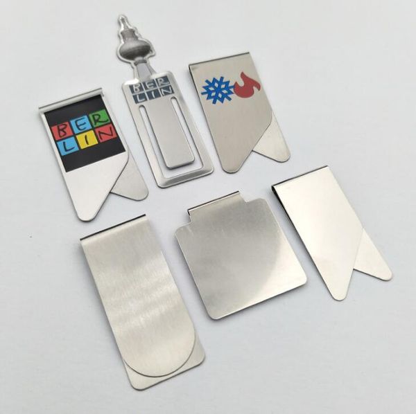 100pcs Özel yapımı cüzdan metal para klipsi paslanmaz çelik ince kağıt değişiklik isim kartı kredi kartı tutucu kelepçe bakır