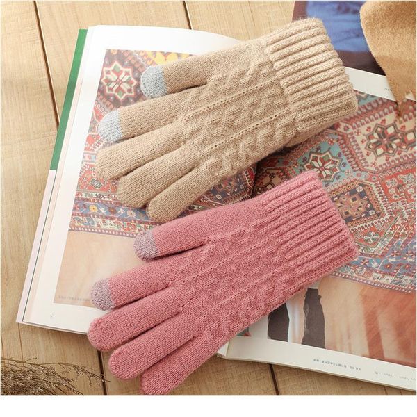 

gloves promotion 2019 women winter gloves touch screen student gloves knitting wholesale peluche guantes mujer hand sqcybt, Black