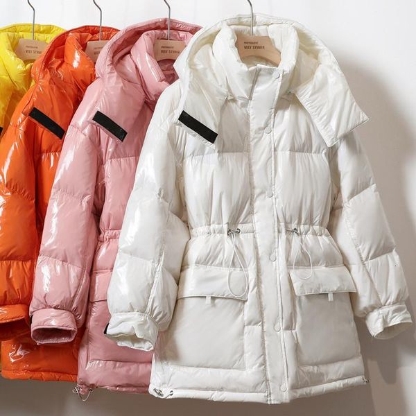 

korean style winter women's down jacket fashion candy bright color woman parkas female jackets hooded womens clothing wpy1091, Black