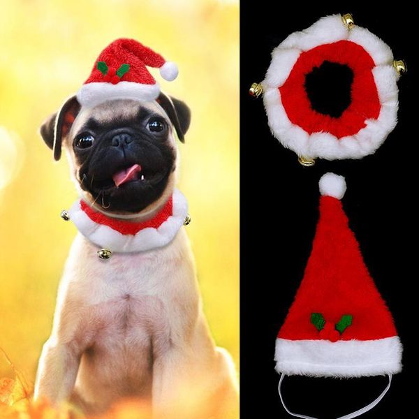 

рождественские собаки шляпа и воротник набор собак костюм костюм santa шляпы кепка колье с колокольчиком зоомагазин для рождества фестиваль