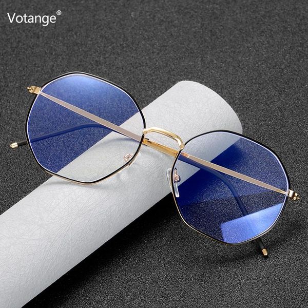

blue light blocking eyeglasses vintage metal plain glasses frame men women irregular trend literary wild square goggles e018, White;black