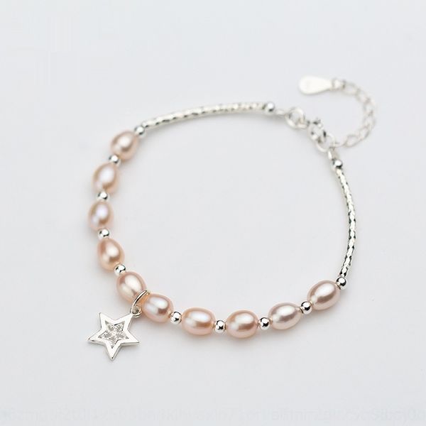 

l50bj s925 серебра японской рука корейского pearl пресной воды браслет женского diy и ювелирные изделия diy pearl браслет сладкий c0209 bzx1, Golden;silver