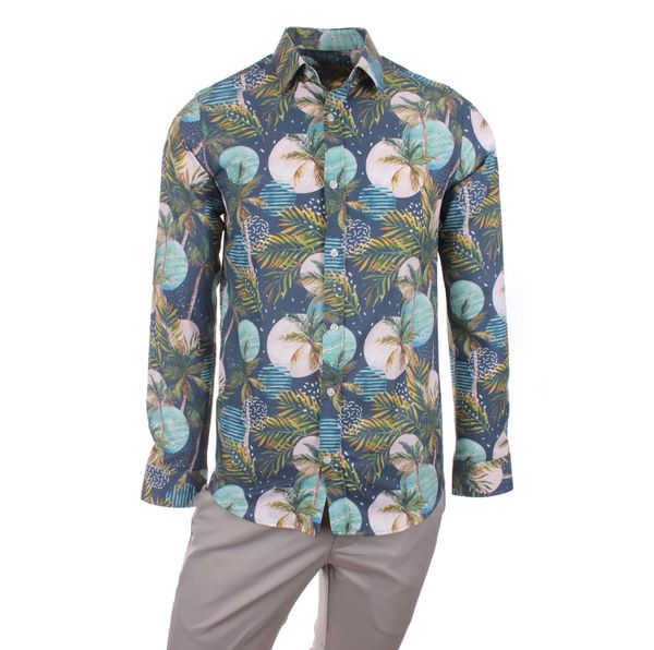 

gentilbay men's hawaiian jungles printed pink slimfit long-sleeve sport shirt dpd144 1022, White;black