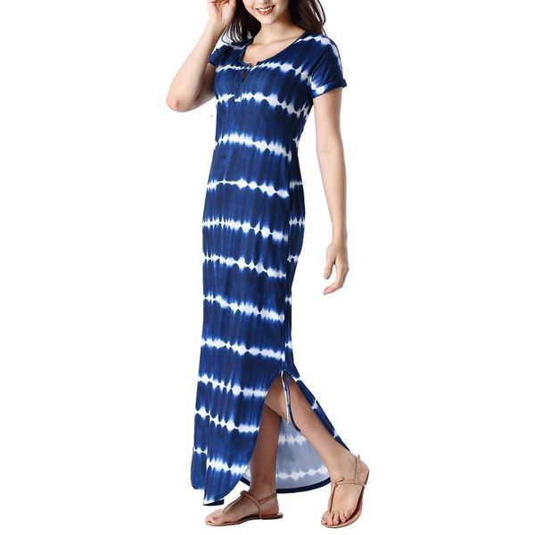 

women summer buttons pockets drawstring side slits loose casual beach vacation party vestido kaftan long maxi dress 2870, Black;gray