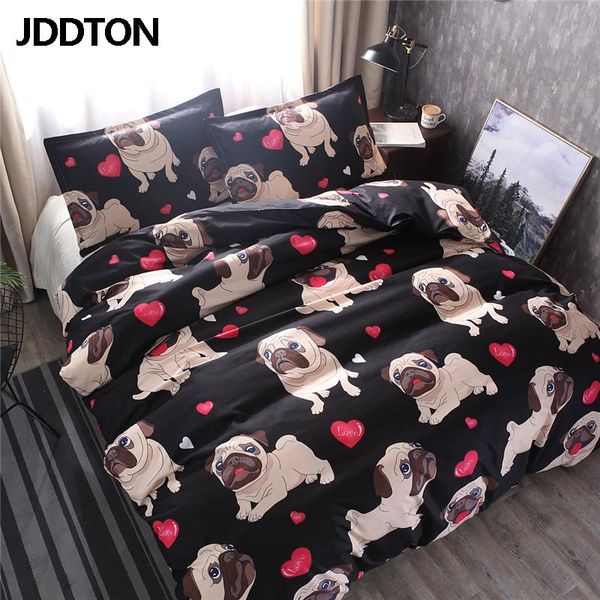 

jddton новое прибытие классический puppy pattern комплект постельных принадлежностей 2/3 шт 2020 симпатичные мопса прекрасный стиль пододеял