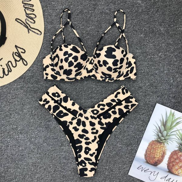 

waist leopard bikinis set high women 2019 bikini push up swimsuit new summer suit swimwear beach wear, White;black