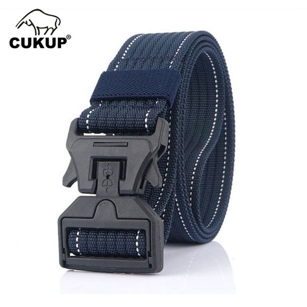

cukup 2020 new designer good quality nylon belts for men 125cm size hard magnetic buckle belt multi colors optional cbck201 t200427, Black;brown
