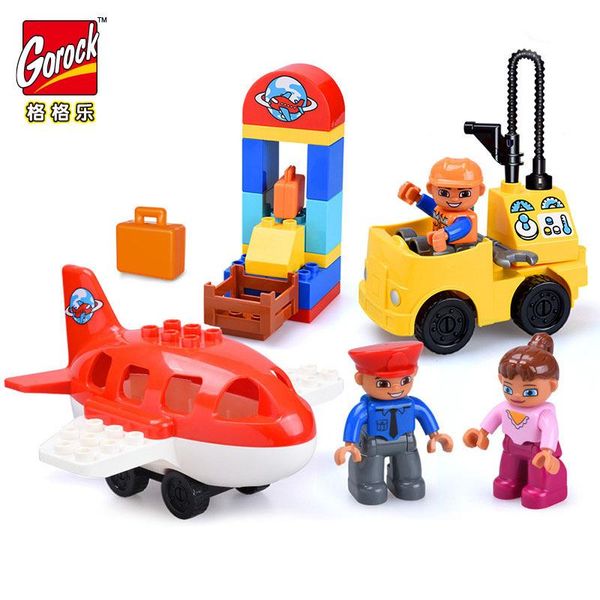 

gorock 37pcs town the busy airport conductor red airplane large building blocks bricks baby gift toys yxlzii rimmer