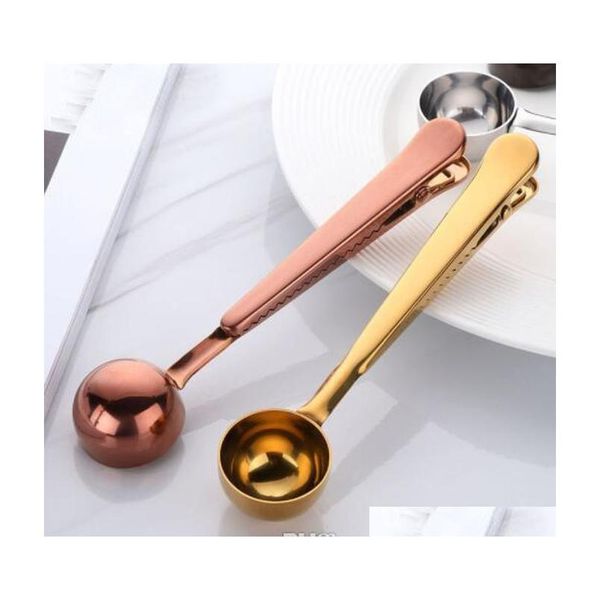

stainless steel tea coffee measuring scoop with bag clip sealing multifunctional coffee spoon kitchen acce jllqti garden_light