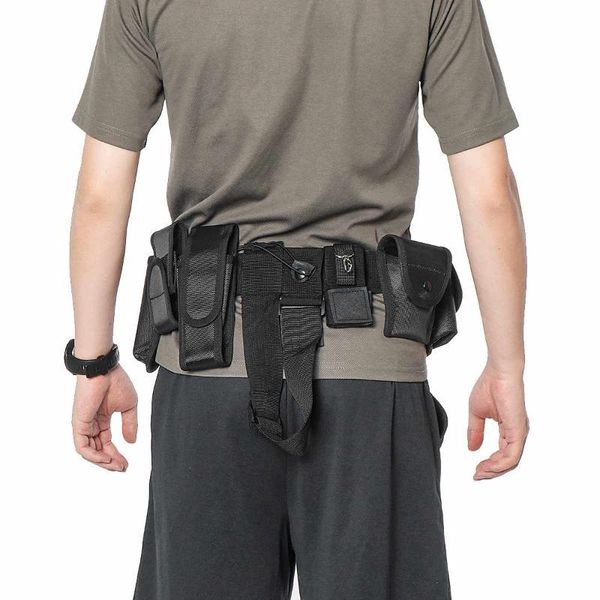 

10-pouches duty-belt tactical combat training duty belt outdoor belt waist bag tactical buckle -belts, Black;gray