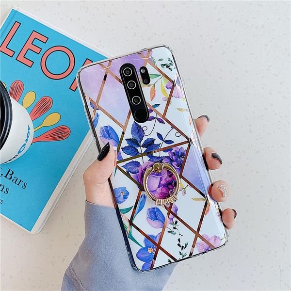 

flykylin кольцо стенд чехол для xiaomi redmi note 8 pro примечание 7 примечание 6 задняя крышка мода мягкий тпу силиконовые цветы телефон sq