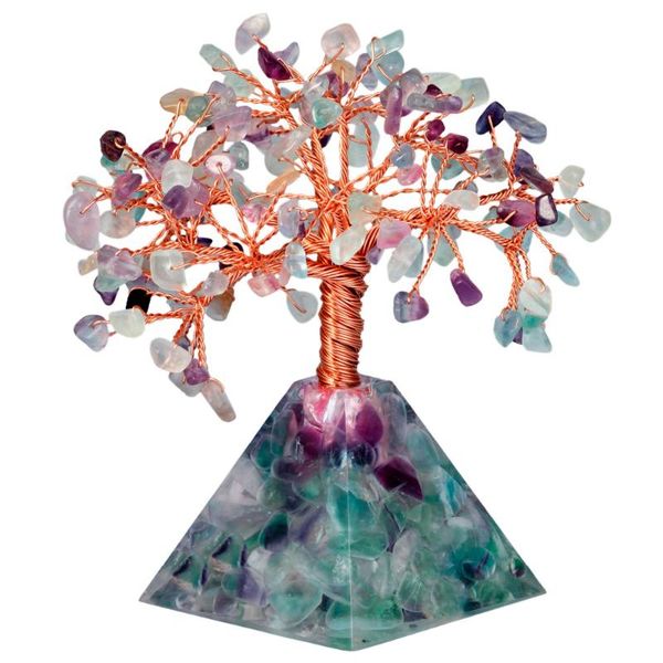 

tumbeelluwa natural crystal tree pyramid base bonsai money tree for wealth luck healing reiki home decoration, Pink;blue