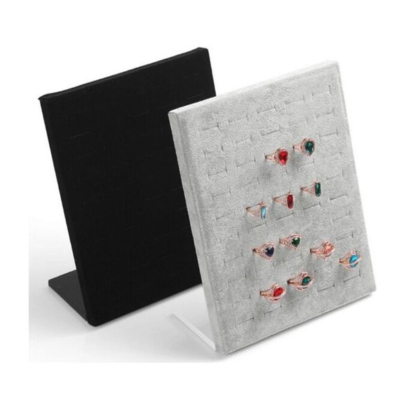 

velvet 50 insert slots ring organizer tray pad showcase display case black/gray, Pink;blue