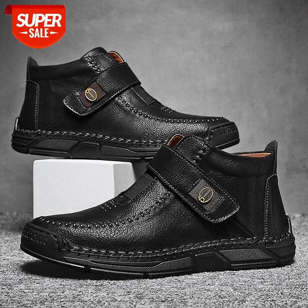 

men boots winter ankle boots men 2020 new leather high velcro work botas men's shoes outdoor sneakers plus size 13 #ry7p