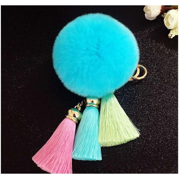 

cutetassel pompom tassel car keychain pendant fur ball key chain real rabbit fur plush fur key ring holder eh404 f sqcftr, Slivery;golden