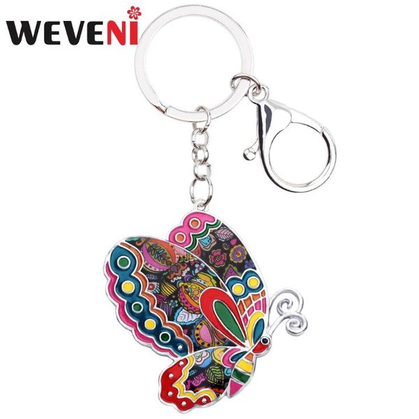 

keychains weveni enamel alloy butterfly key chain drop ship ring holder charm keychain statement cute trendy jewelry for women, Silver